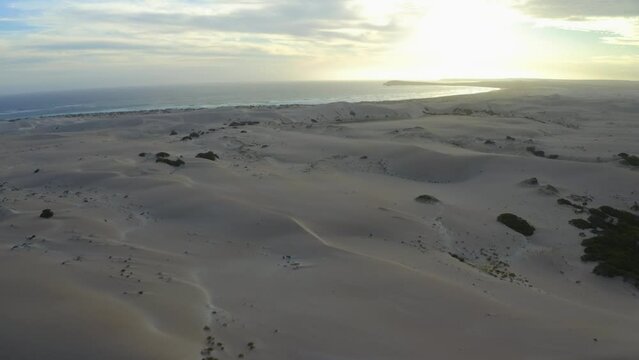 Aerial drone view of the vast sand dunes of Fowlers Bay, Eyre Peninsula, South Australia.