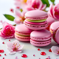white-background-invitation-with-pretty-shaped-macarons-macarons-placed-only-at-the-corners-spread.Generative AI