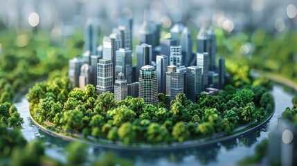 Fototapeta premium A detailed 3D model of Earth highlighting a green cityscape