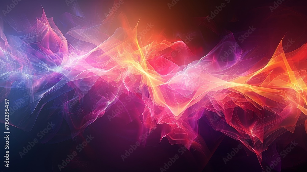 Poster a futuristic abstract background featuring a neon laser slicing through a mathematical shape reminis
