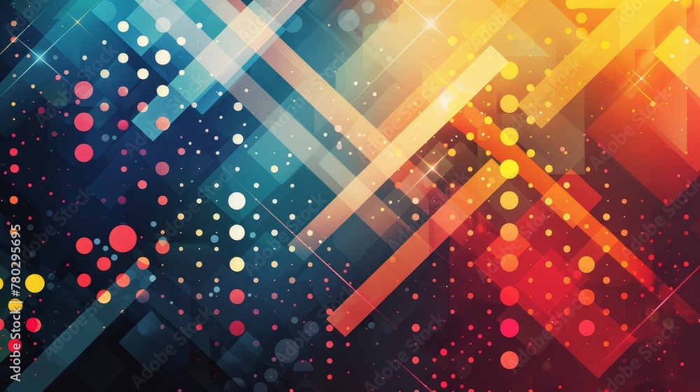 Poster a lively geometric pattern with colorful dots and connecting lines