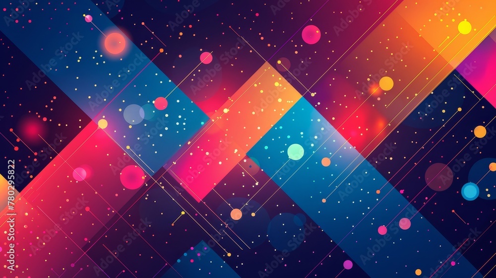 Poster a mesmerizing geometric design featuring colorful dots and lines connecting