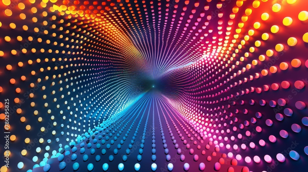 Poster a mesmerizing geometric design featuring colorful dots and lines connecting