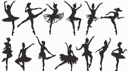 ballerina silhouette. ballet dancer silhouette with vector - obrazy, fototapety, plakaty