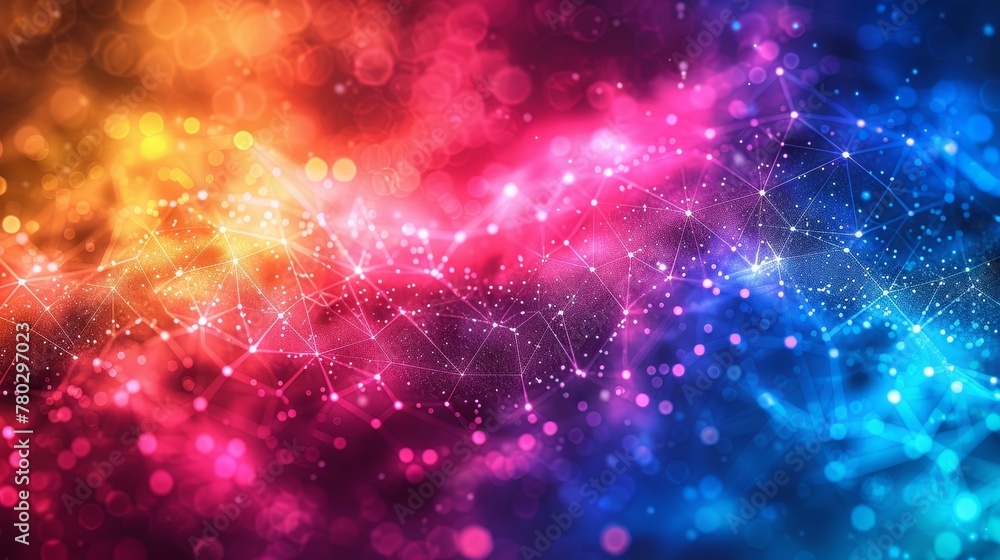 Poster a stunning geometric design with colorful dots and interconnecting lines