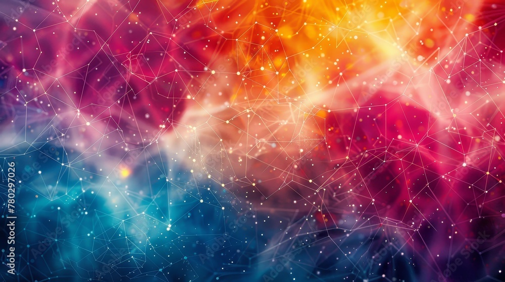 Poster a stunning geometric design with colorful dots and interconnecting lines