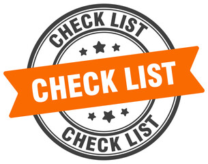 check list stamp. check list label on transparent background. round sign
