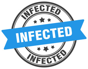 infected stamp. infected label on transparent background. round sign