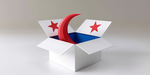 Obraz premium Eid Crescent Unveiling from Gift Box