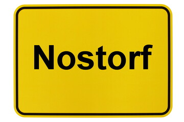 Illustration eines Ortsschildes der Gemeinde Nostorf in Mecklenburg-Vorpommern
