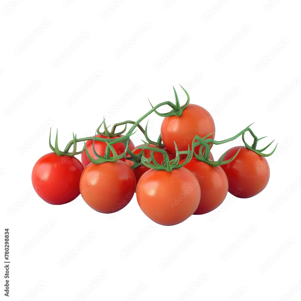 Poster tomatoes on a vine on a transparent background