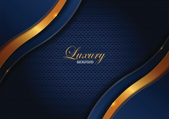 luxury curve lines border gold on blue Abstract background, elements, perfect marketing materials, Modern banners websites, premium Banner Illustration.
