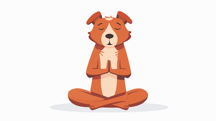 Brown dog sitting and meditating in lotus pose 