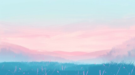 Light pinks and blues mimic early dawn's colors across a field of soft pastel gradients.