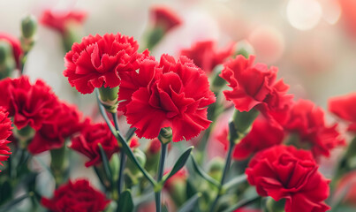 Fototapeta premium red carnation flowers, Generative AI 