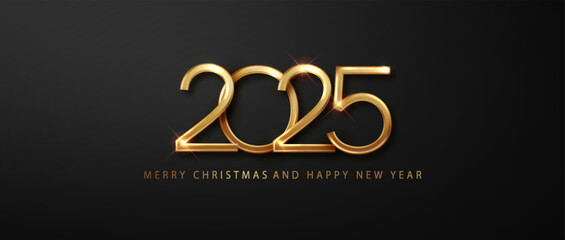 2025 Happy New Year Greeting Card. Christmas Holiday vector illustration