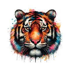 Tiger Head Watercolor Illustration for T-shirt Print