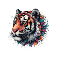 Tiger Head Watercolor Illustration for T-shirt Print
