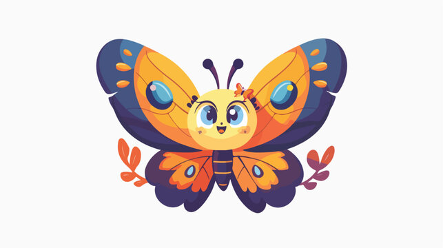 Cartoon butterfly illustration. Cute smiling character