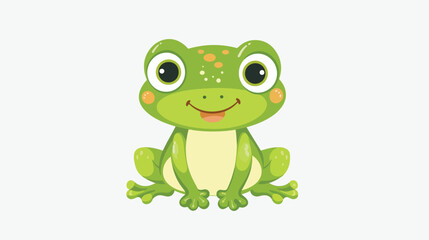 Cartoon cute baby frog sitting flat vector isolated o