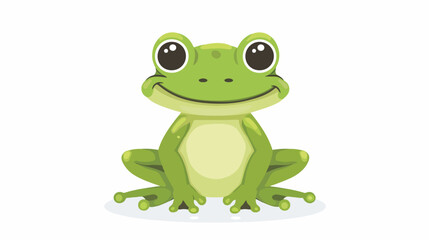 Cartoon cute baby frog sitting flat vector 