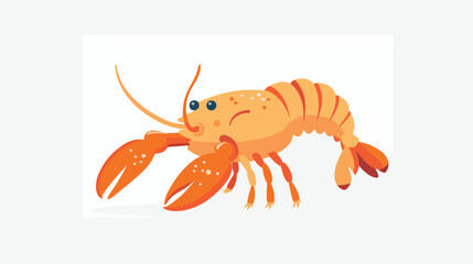 Cartoon cute lobster flat vector isolated on white background