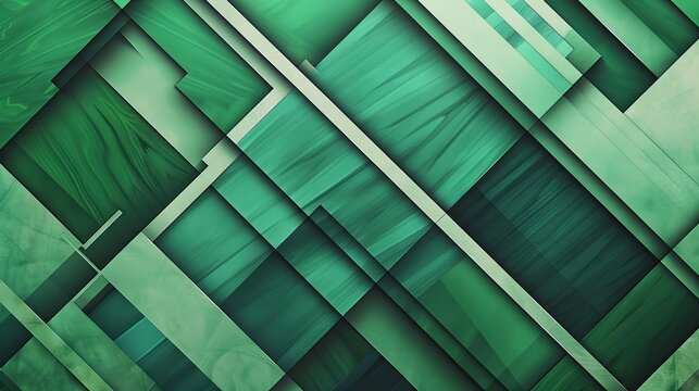 Craft an image of refreshing green geometry with an abstract background adorned by energetic geometric stripes