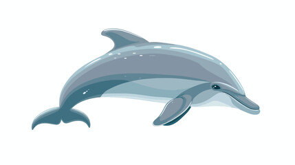Cartoon dolphin swimming in the ocean flat vector 