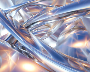 Ribbons of light reflecting off metallic surfaces, abstract , background