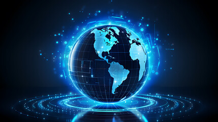 Fototapeta premium Digitally surrounded earth 3D rendering