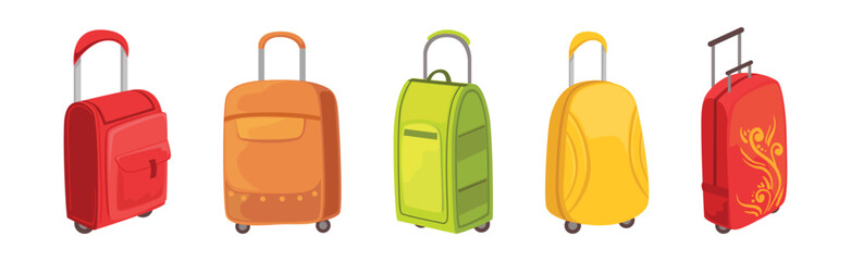 Travel Bag and Luggage for Packing Stuff Vector Set