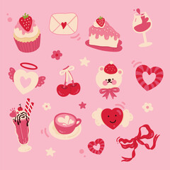cakes and sweets valentine with pink background
