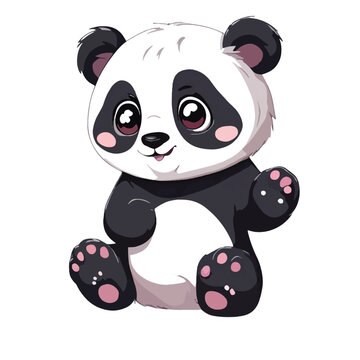A cute anime panda white background