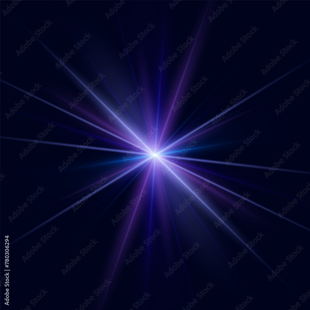 Poster flare with golden rays of light and magic sparkles. bright star spark. abstract yellow rays will rai