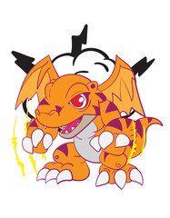 dinosaur attack  illustration design for sukajan is mean japan traditional cloth or t-shirt with digital hand drawn Embroidery Men T-shirts Summer Casual Short Sleeve Hip Hop T Shirt Streetwear
