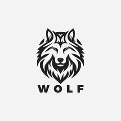 A powerful wolf head logo design, symbolizing intelligence and dominance