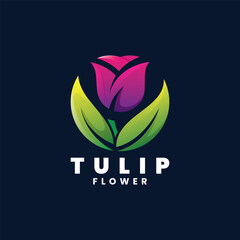 A beautiful gradient tulip logo design template