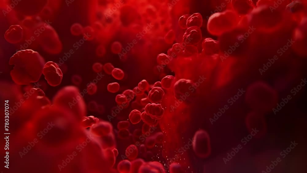 Poster a timelapse sequence of red cells moving through a capillary showing their flexibility and ability t
