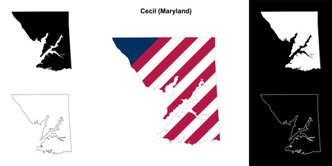 Cecil County (Maryland) outline map set