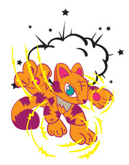 monster cat  illustration design for sukajan is mean japan traditional cloth or t-shirt with digital hand drawn Embroidery Men T-shirts Summer Casual Short Sleeve Hip Hop T Shirt Streetwear