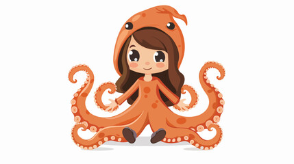 Vector illustration with cute little girl in funny