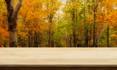 Naklejka na ściany i meble horizontal table with forest behind