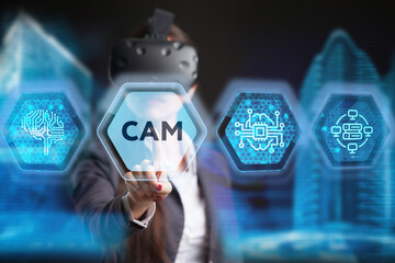 CAM Computer-aided manufacturing industrial technology automation concept.