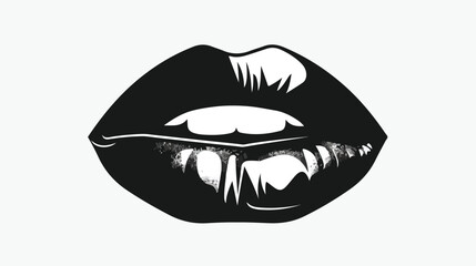 Black and white lips icon. Vector design clip art