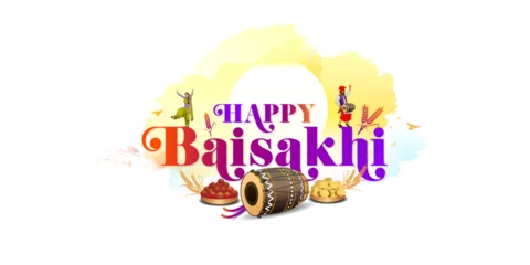 Fototapeten Vector illustration of Punjabi Sikh festival Baisakhi. Celebration background with Happy Baisakhi text. © New concept & ideas