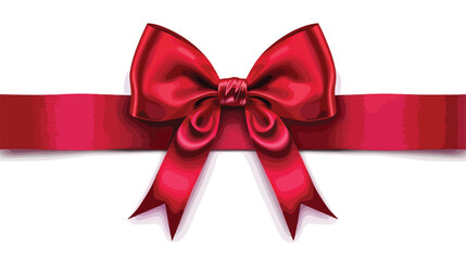 Background with realistic red bow and ribbon flat vector