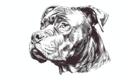 Vintage hand drawn sketch head of pitbull dog Flat vector