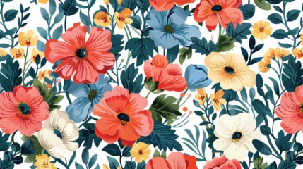 Deurstickers Beautiful floral seamless pattern in jpg flat vector  © Amber