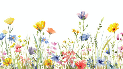 Fototapeta na wymiar Watercolor Wildflower Meadows watercolor flowers wild