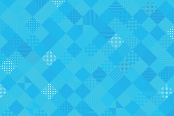 背景素材 水色 青色 四角形パターン ドットとストライプ背景 ななめ格子模様 バックグラウンド
